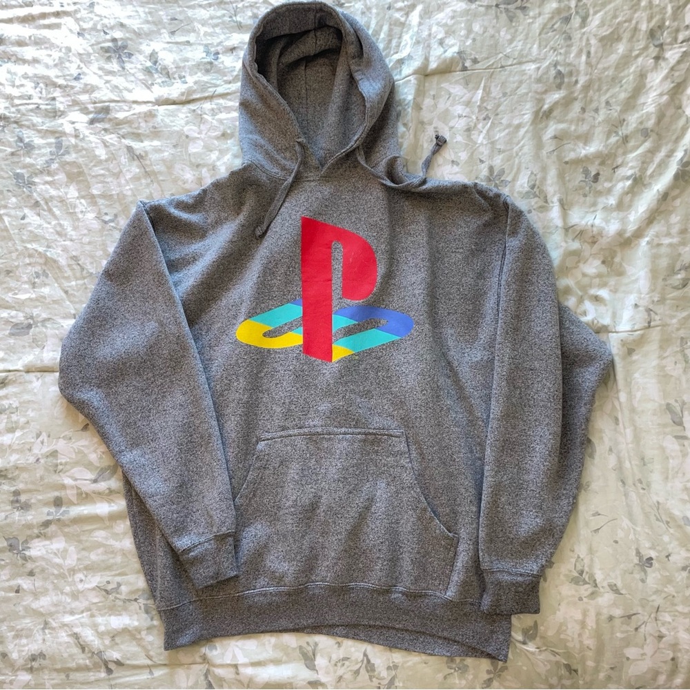 Gray PlayStation Logo Hoodie 2XL